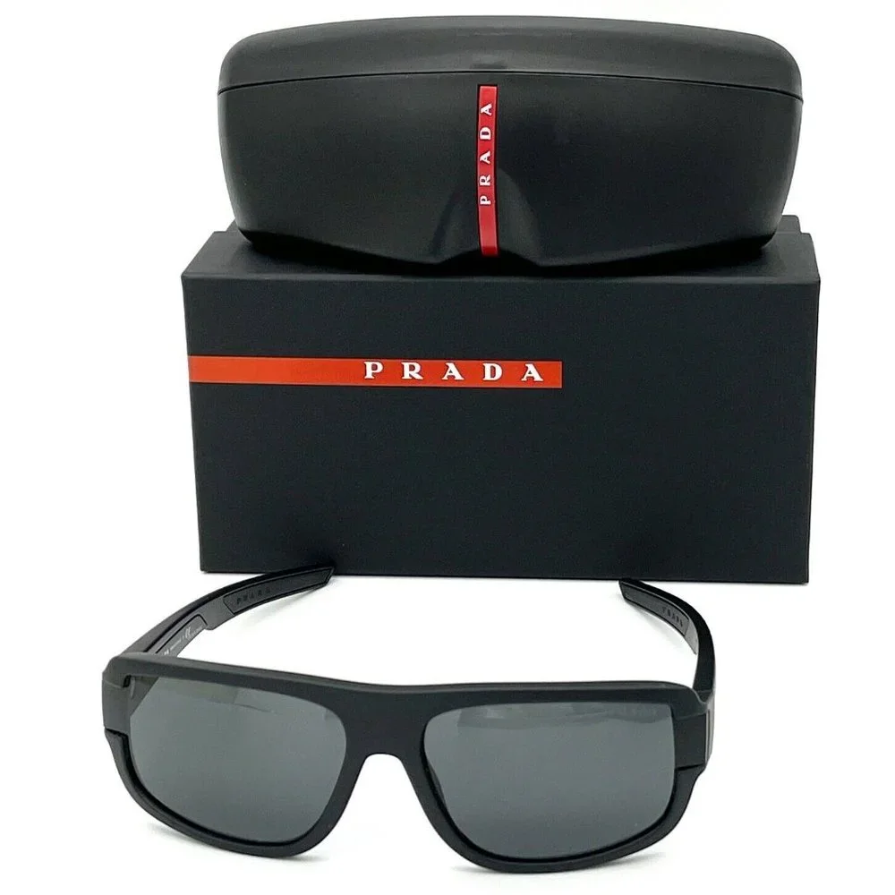 Prada Men's Black Rubber 66mm Sunglasses - Picture 2 of 5